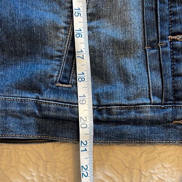 Vintage America Blues Womens Jean Jacket Button Up Denim Pocket Crop Blue Small - Picture 8 of 8